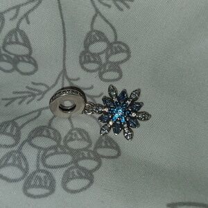 Elegant Silver and Blue Snowflake Pendant Or Charm Pandora